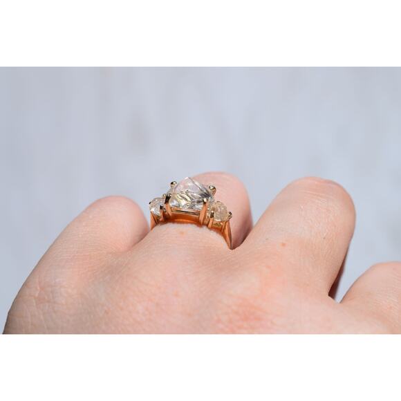 Size 7 14k Gold Diamond Ring, Raw Diamond Engagement Ring, Solid Gold Engagement - Picture 4 of 10